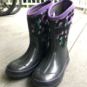Girls Bogs Waterproof Classic Unicorn Black/Purple